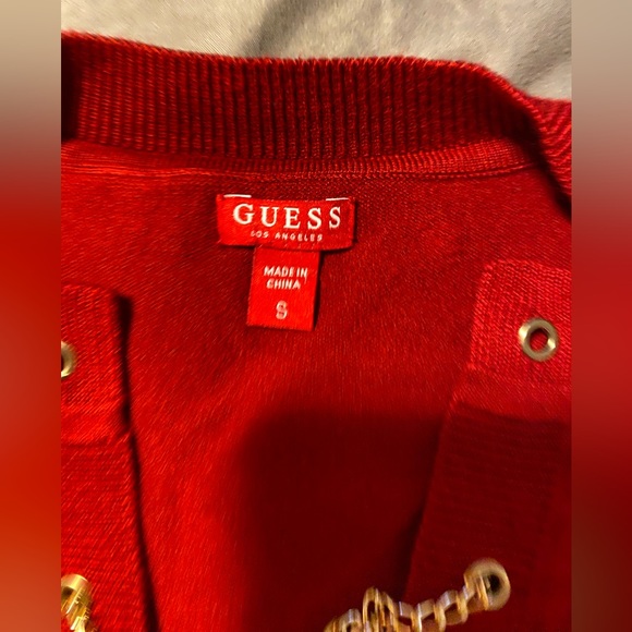 GUESS Women's Evelia Chain Lace-Up Sweater, Red, small - Picture 8 of 10